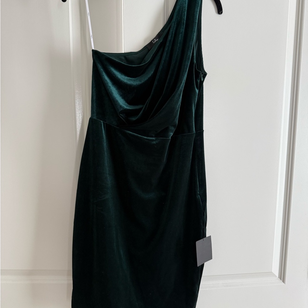 Lulu's Green Asymmetrical One Shoulder Cocktail Dress